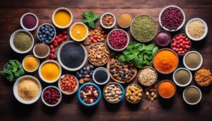 A colorful array of various superfoods