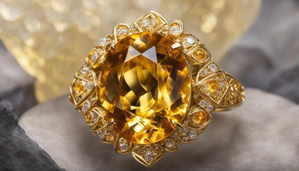 a golden citrine crystal bursting with energy and vitality.