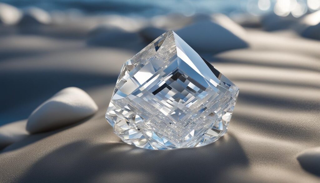 a sparkling white crystal that is radiating a bright light.