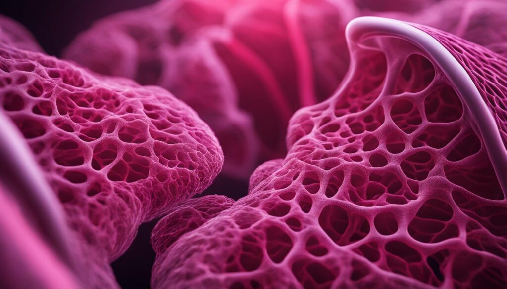 A close-up view of healthy lungs with clear airways and pink, elastic tissue.